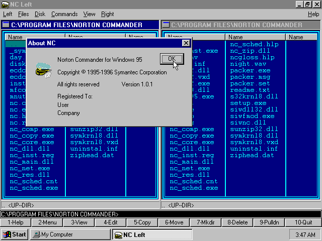 Norton Commander 1.0.1 for Windows 95